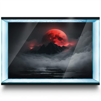 Aquarium Background Stickers - Red Moon Cloud Mist - Fish Tank Reptile Terrarium Decor Poster (120 x 60 cm / (47.2 x 23.6 inches))