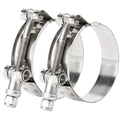 2 Pack 4.5 Inch Stainless Steel T-Bolt Hose Clamps, Clamp Range 121-129mm for 4.5" Hose ID, Pack of 2 - size: 4.5" Clamp Range 121-129mm (4.76" - 5.08")