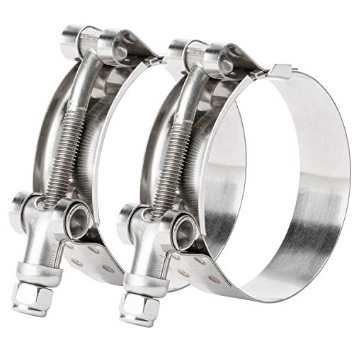 2 Pack 3.75 Inch Stainless Steel T-Bolt Hose Clamps, Clamp Range 102-110mm for 3.75" Hose ID, Pack of 2 - size: 3.75" Clamp Range 102-110mm (4.02" - 4.33")