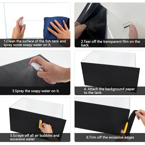 Aquarium Background Paper Decor Fish Tank Backdrop Wallpaper Electrostatic Adhesive, No Glue, Easy to Install, Reusable (23.6“H×78.7”L, Black) - size: 23.6“H×78.7”L
