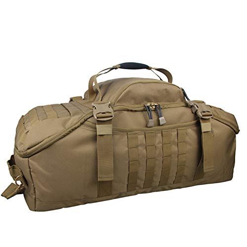3 in 1 Tactical Travel Duffel Bag Backpack, Heavy Duty Military Gym Bag | Waterproof 600D nylon, internal collapsible dividers, weekend overnight travel, gym workout, camping luggage, 30L 45L 85L - color: Coyote, size: 85L,(27x14x11)Inches