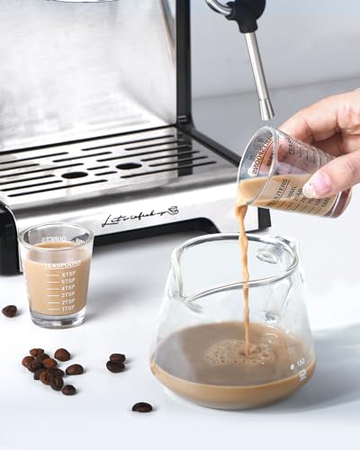 Shot Glasses Measuring Cup Set 2PACK Espresso Shot Glasses Liquid Heavy Glass 26-Incremental Measurement 1 OZ, 2 TBS, 6 TSP, 30 ML Kitchen Tools (RED&Black) - color: 2 Pack-1Red+1Balck