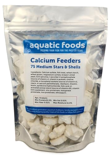 Medium Size Calcium Feeder Stars & Shells for Shrimp, Snails, Crabs, Crayfish, Hermit Crabs and All Tropical Fish…75 Count Bag - size: 75 Count (Pack of 1)