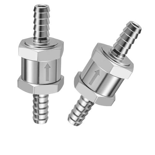 EVIL ENERGY 1/4" Fuel Check Valve One Way Inline Non Return Diesel Gasoline Silver (6mm OD,2PCS) - color: Silver, size: 1/4
