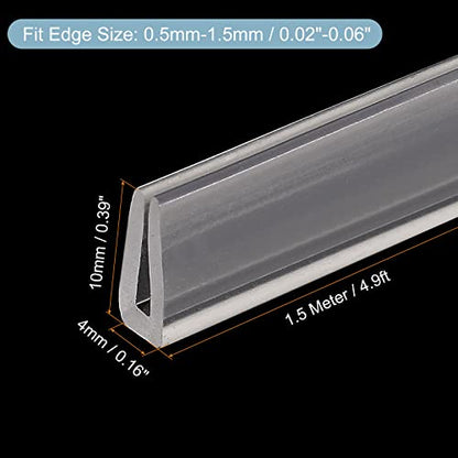 uxcell U Channel Edge Trim, 4.9ft Length Soft Rubber Guard Seal Strip Edge Protector Fit for 0.5-1.5mm Edge, (25/64" W x 5/32" H) Clear - size: 25/64"x 5/32"x 4.9ft