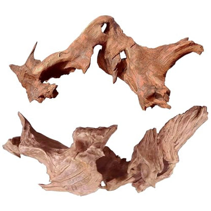 Natural Large Aquarium Driftwood for Fish Tanks & Reptile Terrariums – Safe Fish Tank Decorations, Unique Twisted Branches 2-Piece 14-18 Inch Low Tannin, Easy to Sink - size: Large Mopani Driftwood 14 to 18 Inch (Pack of 2)
