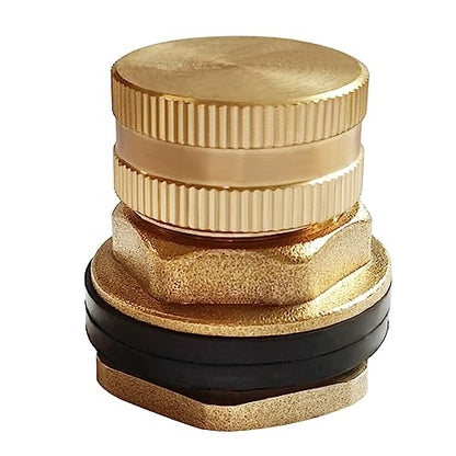 Brass Bulkhead Fitting 1/2" Female x 3/4" GHT Male with Plug, 1PCS | Fit for 1" ID Hole to Install Include 3/4" GHT Female End Caps Garden Hose Water Tank Connector Compression Bulkhead Fittings - size: 1 Set, style: with End Caps