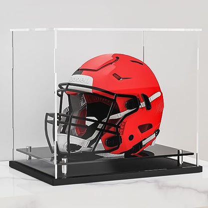 Football Helmet Display Case Full Size, Clear Acrylic Case with Black Base - size: Football Helmet Display Case