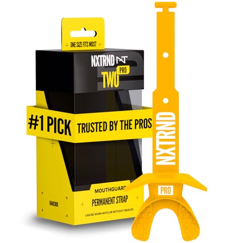 Nxtrnd Two Pro Football Mouth Guard, Permanent Strap, Fits Adult & Youth (Yellow) - color: Yellow Pro