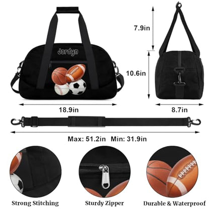 Custom Sports Football Basketball Baseball Duffel Bag, Solid Black - color: Color 20