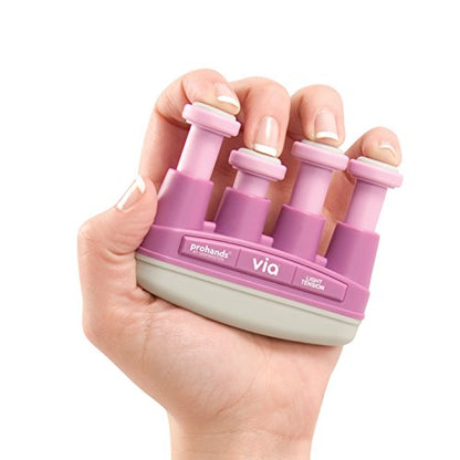Prohands VIA Hand Exerciser, Finger Exerciser (Hand Grip Strengthener), Spring-Loaded, Finger-Piston System, Isolate and Exercise Each Finger - color: Pink - Via, size: 4 lb (Light Tension)