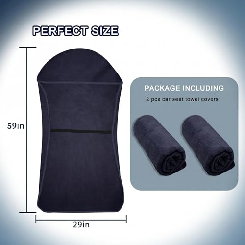 Car Seat Towel Cover, 2pcs Universal Front Seat Protector for Cars, SUVs and Trucks, Sweat Towel Car Seat Cover for Gym, Yoga, Swimming, Pets and Family Travel - color: Black