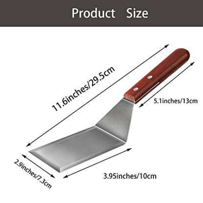 Metal Spatula for Cast Iron Skillet Grill Stainless Steel Spatula for Burger, Fish Turner Griddle Spatula, Spachulas Egg Flipper, Flat Top Metal Spatula for Cooking BBQ