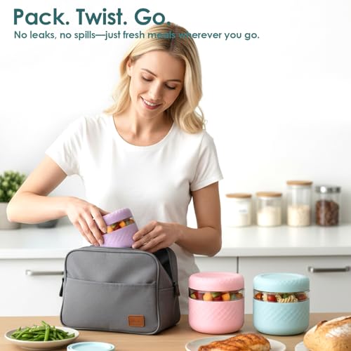 24 oz Glass Lunch Bowl Container with Lid | Leak & Spill Proof, BPA-Free, Microwave & Dishwasher Safe, Airtight Meal Prep & Food Storage Jar for Lunch, Salad, Soup, Overnight Oats, Stew, Yogurt
