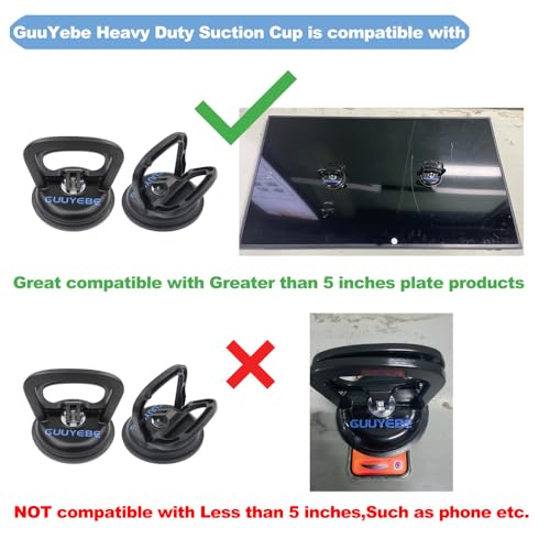 Heavy Duty Suction Cup, Vacuum Suction Cups for TV LED LCD Glass Mirror Screen Panel Granite Tiles and Compatible with Dent Puller to car Repairs Lifting Handle Removal Tool 2 Pack