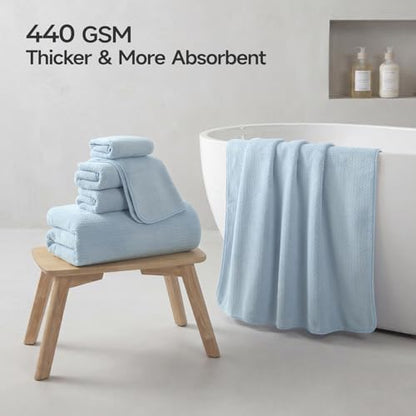 REDKISS Ultra Soft 6 Piece Towel Set, Premium Towels for Bathroom, Highly Absorbent, Quick Dry, Lightweight Bath Towels Set Collection, Includes 2 Bath Towels, 2 Hand Towels, 2 Washcloths, Light Blue - color: Light Blue