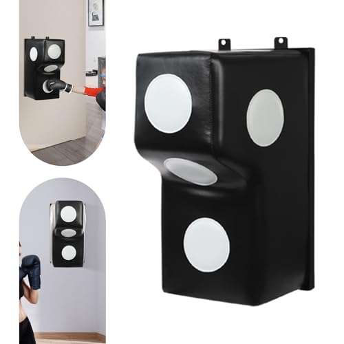 Wall Mount Punching Bag – Space-Saving Boxing Training Equipment for Hooks, Uppercuts & More (15.7x11.8x27.5in) - Durable PU, EVA, Steel Design for Home Gym - color: Black