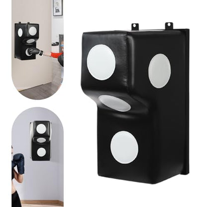 Wall Mount Punching Bag – Space-Saving Boxing Training Equipment for Hooks, Uppercuts & More (15.7x11.8x27.5in) - Durable PU, EVA, Steel Design for Home Gym - color: Black