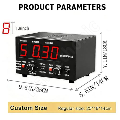Classic Boxing Interval Timer,Professional Gymnastics Timer with LED Display,1 to12 Challenge Rounds and Adjustable Buzzer,Interval Timer for Workout/Gym Timer/Boxing Equipment Red - color: Red