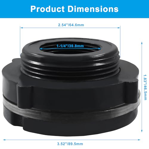 2 Pack 1-1/4” PVC Bulkhead Fitting for Rain Barrels, Aquariums - Dark Grey - size: 1-1/4 inch