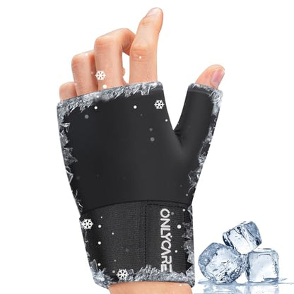 ONLYCARE Wrist Ice Pack Wrap, Soft Gel Ice Pack for Hot & Cold Hand Therapy, Thumb Freeze Sleeve for Hand Injuries, Achilles Tendonitis, Tenosynovitis, Surgery