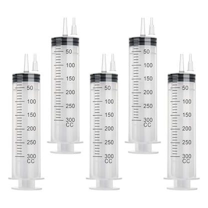 5Pack 300ml Syringe, Large Syringe for Thick Liquids with Tip Adapter, for Feeding Pets, Liquid Refilling, Drawing, Scientific Labs, Oil Transfer, Plant Watering & Refilling - style: 300 ML