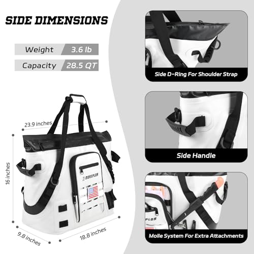 Insulated Fish Cooler Kill Bag with Flat Bottom-25x17.5 40x16 60x20Inches Waterproof Fishing tackle Kill Cooler Bag - color: White-26x18x9