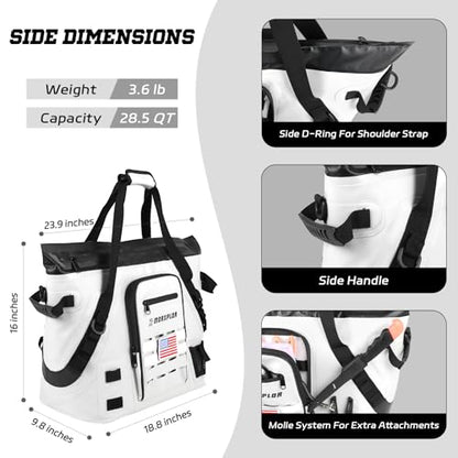 Insulated Fish Cooler Kill Bag with Flat Bottom-25x17.5 40x16 60x20Inches Waterproof Fishing tackle Kill Cooler Bag - color: White-26x18x9