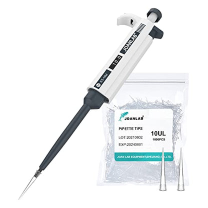 Micropipette 0.5-10ul Manual Adjustable Single Channel Pipettes High Accurate Lab Pipettors with 1000pcs Pipette Tips - color: 0.5-10ul