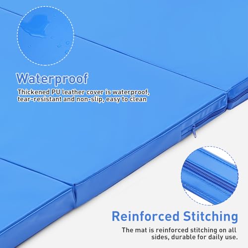 Gymnastics Mat, 3x6FT / 4x8FT 2" Thick Kids' Folding Tumbling Mat - color: 3x6FT-Blue