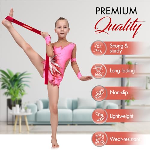 Cheer Stretching Strap for Flexibility Training and Stunt Practice | Durable Stretch Band to Improve Flexibility and Range of Motion, Essential Accessory for Cheerleaders - color: Red
