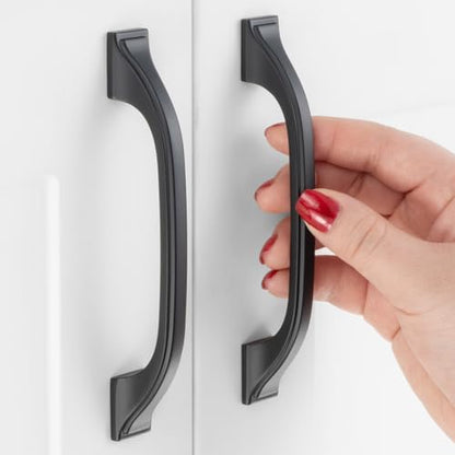 10 Pack 3-3/4 Inch Matte Black Cabinet Pulls Black Cabinet Handles Black Kitchen Hardware for Cabinets Drawer Dresser ZP2409 Cupboard Bedroom Closet Bathroom Vanity - color: Black, size: 3-3/4" Hole Centers-10 Pcs