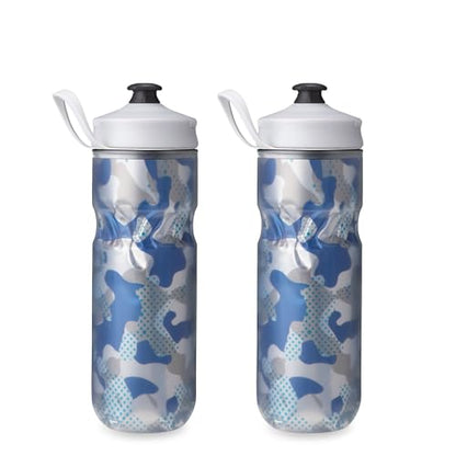 HydraPak Polar Sport Insulated Water Bottle 2-Pack (20oz, Contender Blue) - color: Contender Blue, style: 20oz/600ml (2-Pack)