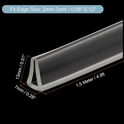 uxcell U Channel Edge Trim, 4.9ft Length Soft Rubber Guard Seal Strip Edge Protector Fit for 2-3mm Edge, (33/64" W x 9/32" H) Clear - size: 33/64"x 9/32"x 4.9ft