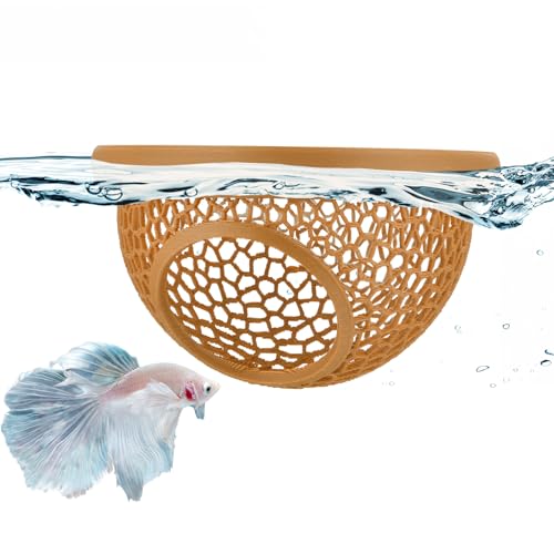 Floating Betta Hide & Shrimp Cave – 3D Printed Aquarium Hammock, Feeder & Rest Spot – Floating Betta Log & Cave Decor for Nano Tanks, Corydoras, Shrimp & Small Fish – Safe PLA, Patent Pending - color: Wood