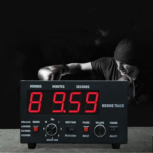 Big Screen Boxing Interval Timer, Classic Professional Gym Timer, Adjustable Sound/Training Time/Cycle Repetitions, Muay Thai Training Timer for Boxing, Muay Thai, Fighting, Taekwondo, Karate - color: Red