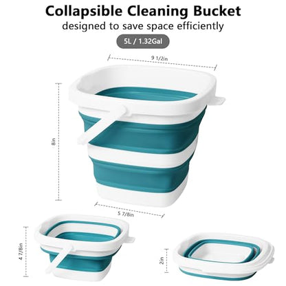 Collapsible Bucket, 1.32 Gallon 5L Small Mop Bucket for Cleaning, Car Washing, Portable Tub for Camping, RV, Beach, Sand, Fishing, Garden, Space Saving Plastic Water Basin Ice Buckets