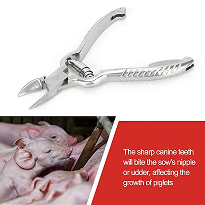 Pig Tooth Nipper Pliers, Stainless Steel Pig Teeth Clippers, 14cm/5.5in Pig Teeth Cutting Tool with Ergonomic Handle, Gourd Shaped Piglet Teeth Pliers for Home and Farm