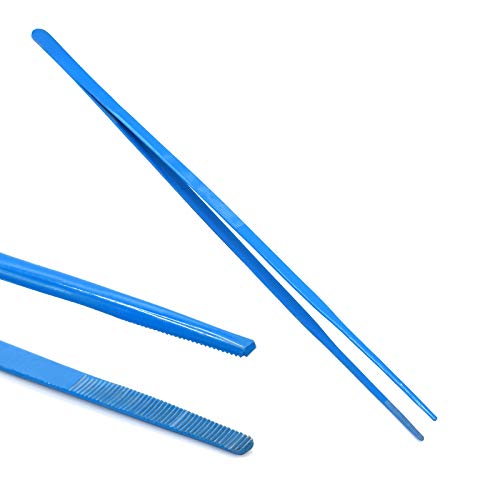 Fish Aquarium Cleaner Stainless Steel Aquarium Straigth Tweezer Thumb Dressing 24" Extra Long Blue Coated Instruments