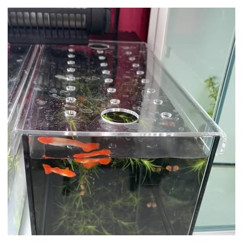LZMZMQ Acrylic Aquarium Cover Fish Tank Lid with Fresh Air Hole, 20 24 30 36 40 45 50 54 inch Terrarium Jumping Proof Hood, Avoid Cat Catching Fish(L52 x W18)