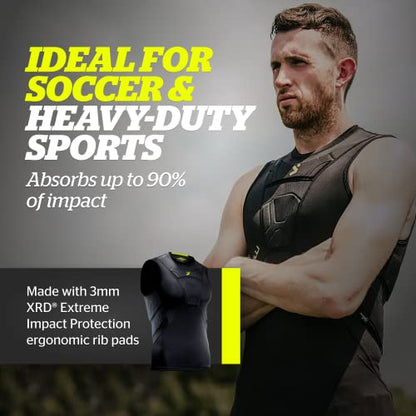 Storelli BodyShield Sleeveless Undershirt, Protective Soccer Base Layer, Lightweight Compression Top with Padded Chest - color: Black, size: Large