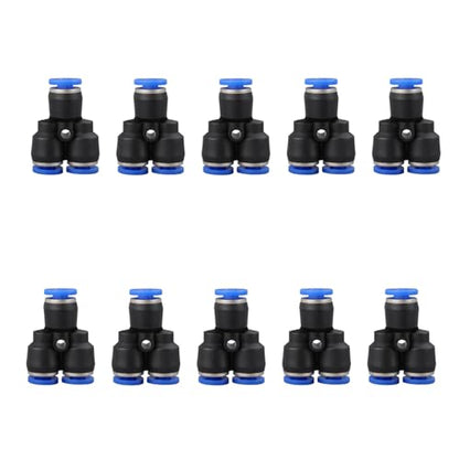 6mm OD Y splitter Push to connect Fittings,push to connect air fittings, air line push connectors (10 Pcs)