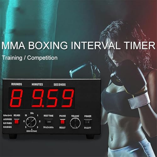 Classic Boxing Interval Timer,Gym Timer,Boxing Training Timer W/LED Display,1-12 Challenge Rounds,Gym Interval Timer for Kickboxing (Red) - color: Red