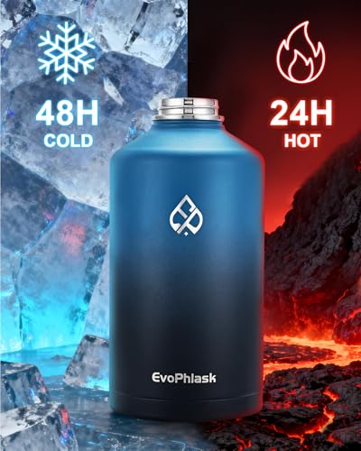 1 Gallon Water Bottle Insulated(Cold for 48Hrs), Indigo Black - color: Indigo Black, size: 128 Ounces