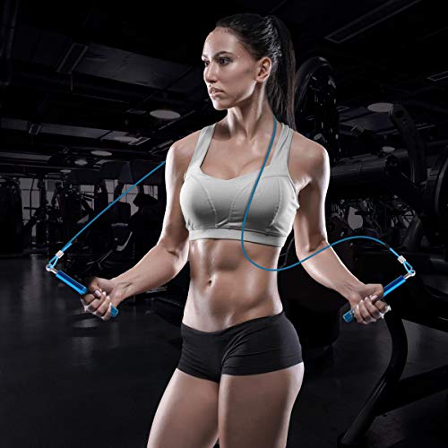 Jump Rope, Wastou Speed Jumping Rope for Training Fitness Exercise, Adjustable Adults Workout Skipping Rope for Men, Women, Kids, Girls - color: Blue
