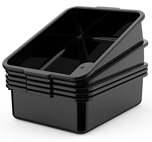 5-Pack Commercial Bus Tubs Box/Tote Box, Black Plastic Storage with Handles, Wash Basin Tub 8 Liter - color: Black, size: 8 Liter-Black
