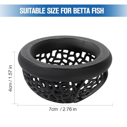 Black Floating Betta Hide & Shrimp Cave Aquarium Hammock, Feeding Ring & Resting Spot for Betta Fish, Shrimp & Small Fish (S) - Plastic Material - color: Black, size: Small