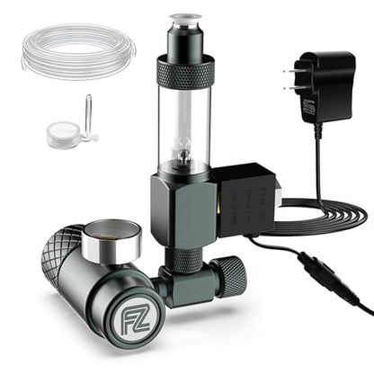 FZONE Aquarium CO₂ Regulator Kit, Compact Aquarium CO₂ System with Diffuser, Upgraded DC Solenoid and Bubble Counter Check Valve, for Establishing CO₂ System in Aquatic Plant Tank