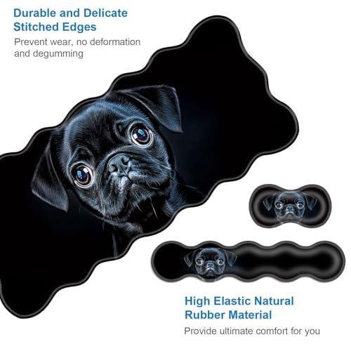 Large Gaming Mouse Pad, Keyboard Wrist Rest Pad & Wrist Support Mousepad Set, Stitched Edge, Extended, Non-Slip Base, Memory Foam Desk Mat for Office, Home,Cute Pug Dog - color: Cute Pug Dog