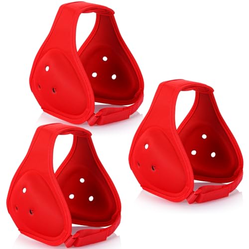 Jerify 3 Pcs Wrestling Headgear for Kids Youth,Soft Adjustable Ear Guard - color: Red